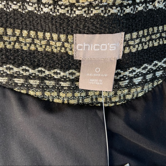 Chicos Gold Black Striped Tweed Long Jacket - Picture 9 of 16